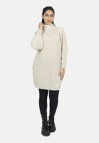 Elara Knit dress in Beige: front