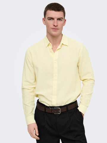 Only & Sons Slim Fit Skjorte 'ONSCaiden' i gul: forside