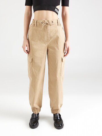 Effilé Pantalon 'Hisune-1-D_B' HUGO en beige : devant