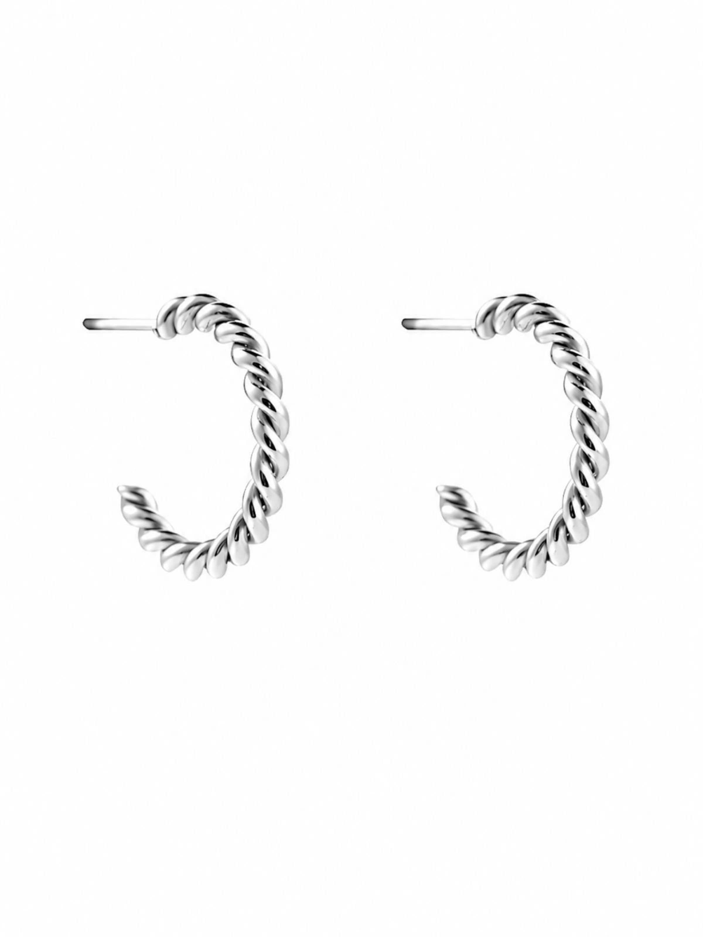 Cala Rose Ohrringe 'BRAIDED HOOPS'‌‌‌‌‌‌ in Silber: Vorderseite