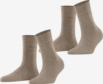ESPRIT Socken 'Basic Easy 2-Pack' in Braun: Vorderseite