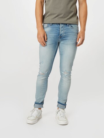 Only & Sons Skinny Jeans 'ONSLOOM LIFE SLIM L BLUE DESTROY DCC8617' in Blau: predná strana