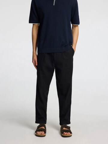 SELECTED HOMME Loosefit Bandplooibroek in Zwart: voorkant