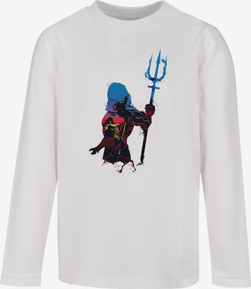 ABSOLUTE CULT Shirt 'Aquaman - Battle Silhouette' in Wit: voorkant