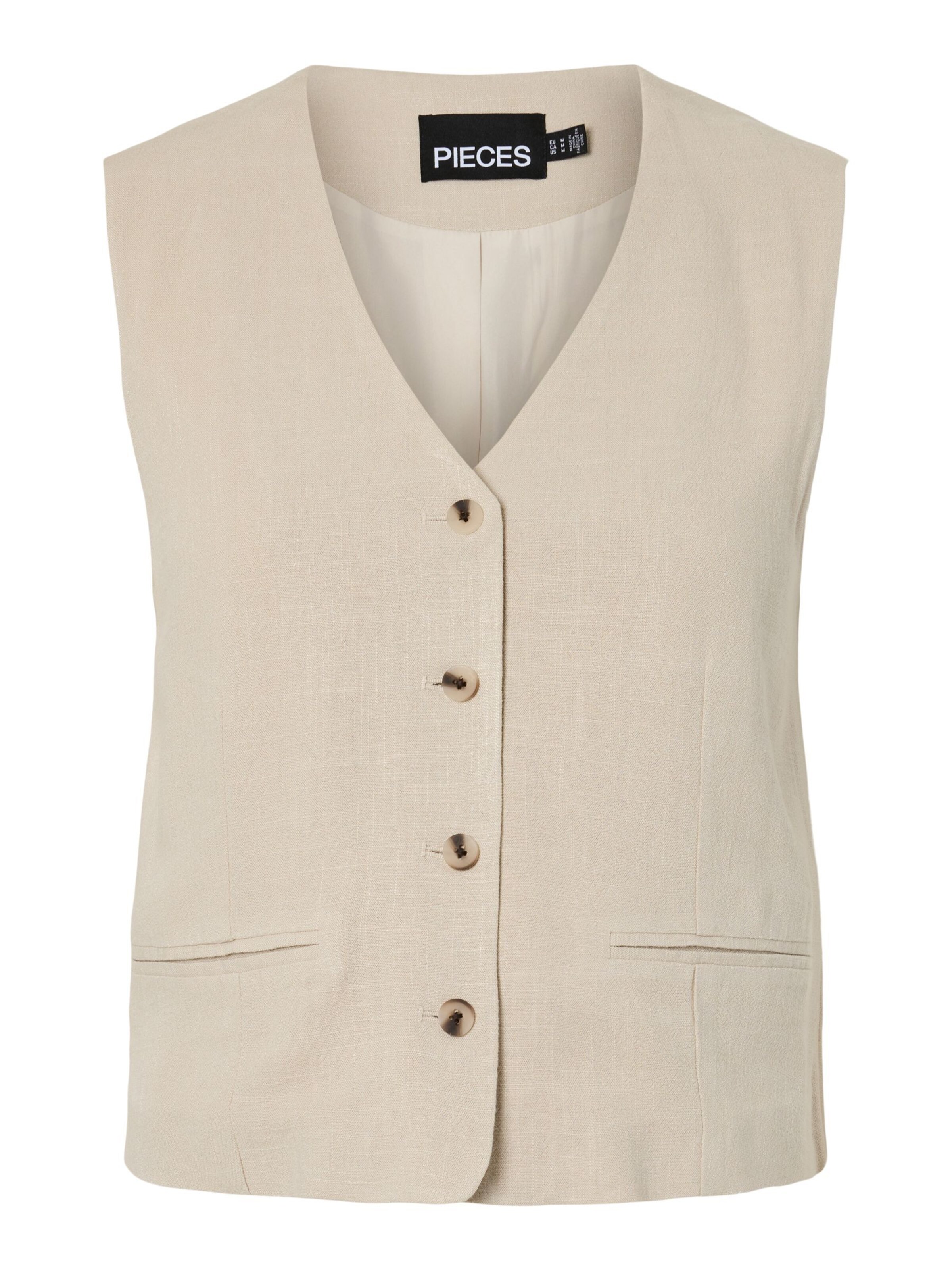 Gilet 'PCVinsty' PIECES en beige : devant