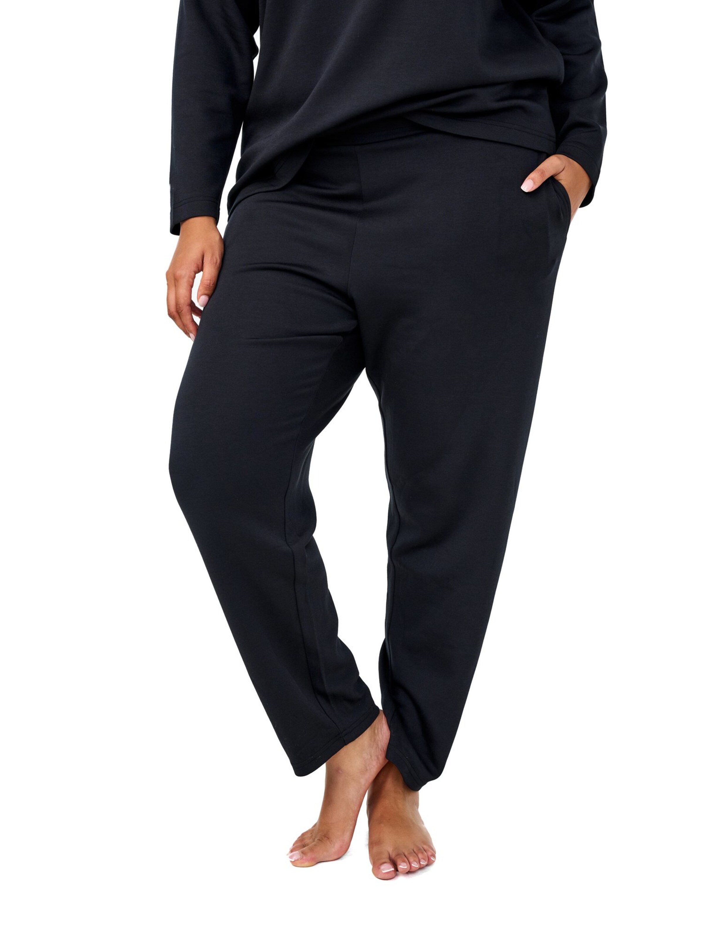 Zizzi Loosefit Παντελόνι 'MALISA' σε μαύρο: μπροστά