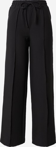 Warehouse - Pierna ancha Pantalón plisado en negro: frente