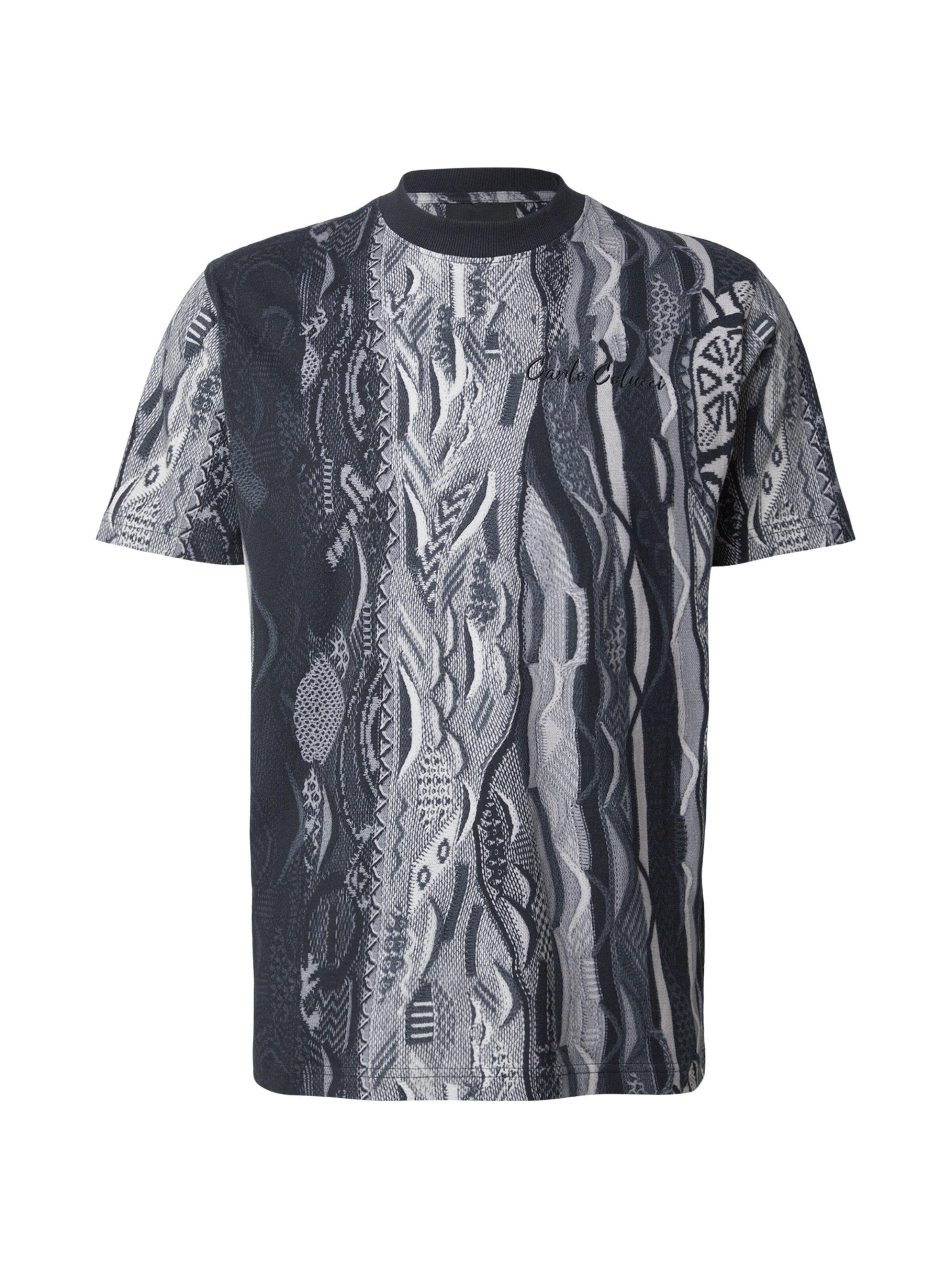 Carlo Colucci Тениска в сиво / черно / бяло, Преглед на продукта