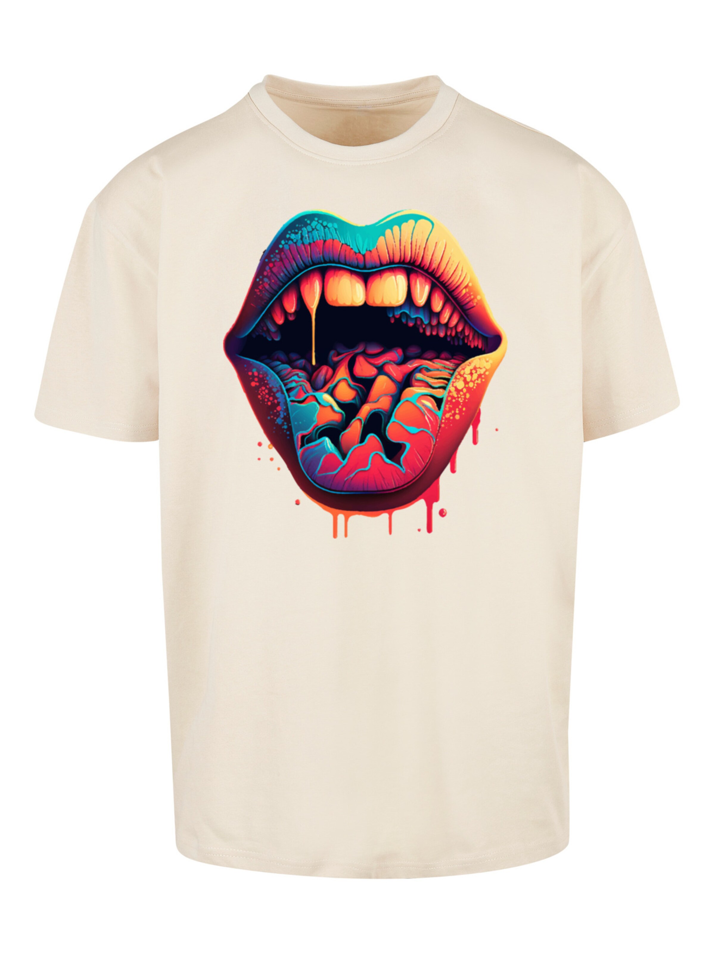 F4NT4STIC Shirt 'Drooling Lips' in Beige: Vorderseite