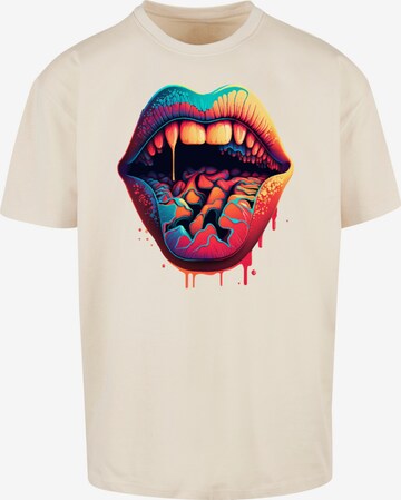F4NT4STIC Shirt 'Drooling Lips' in Beige: predná strana