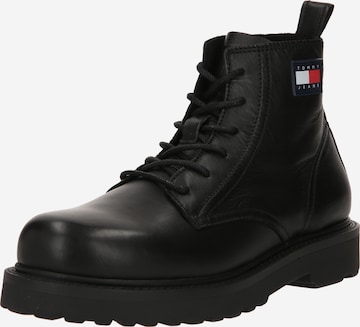 Bottines à lacets Tommy Jeans en noir : devant