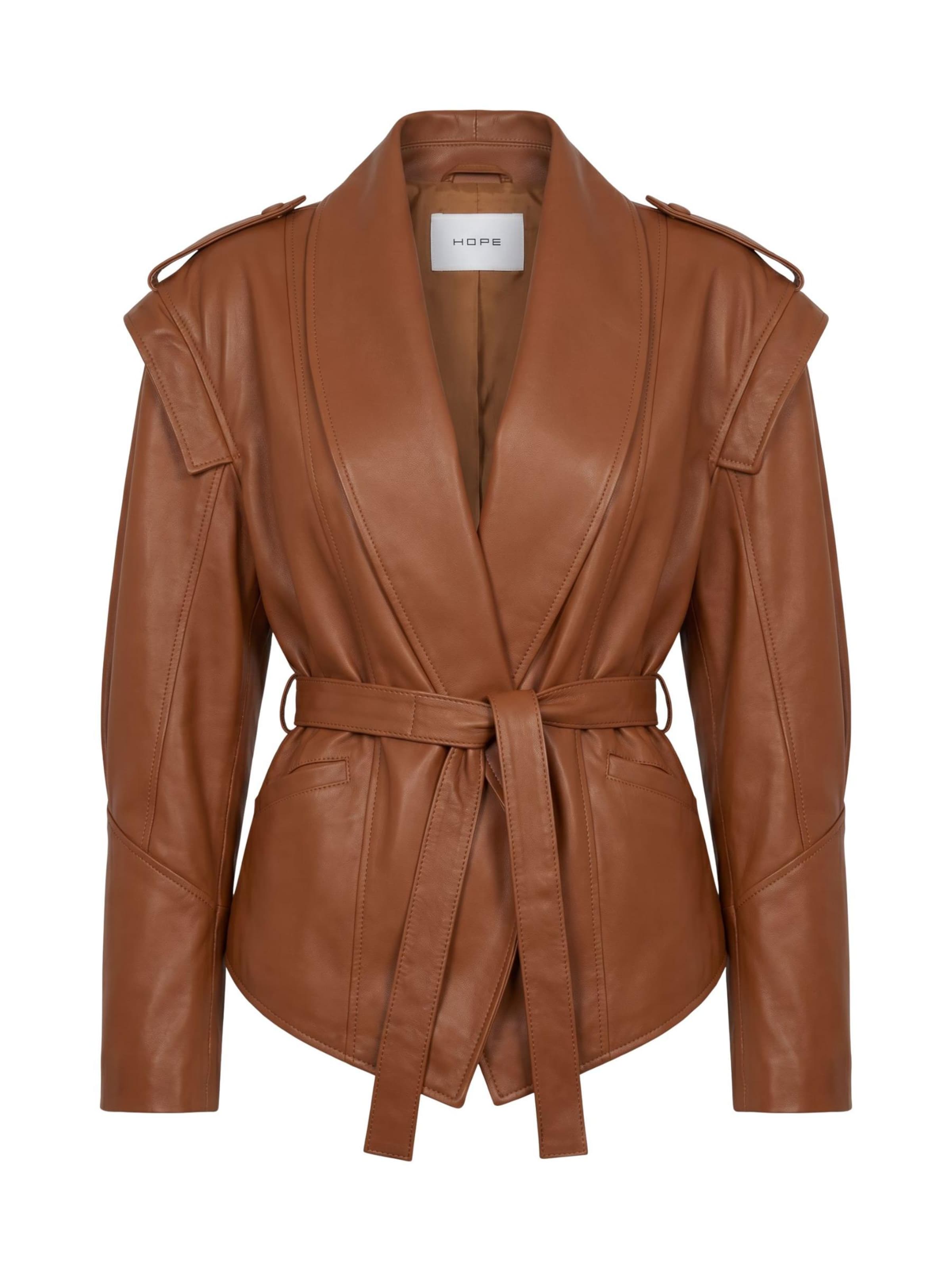 Veste mi-saison 'HOPE GIACCA DI PELLE GIUBBINO' HOPE en marron : devant