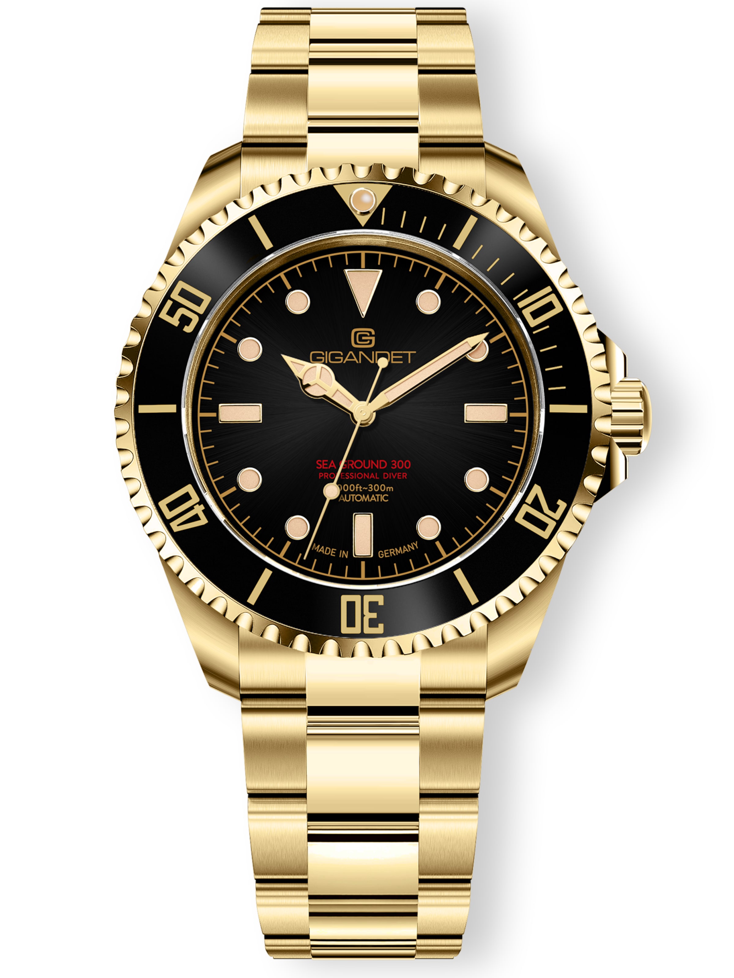 Gigandet Analog Watch 'SEA GROUND 300 VINTAGE' in Gold: front