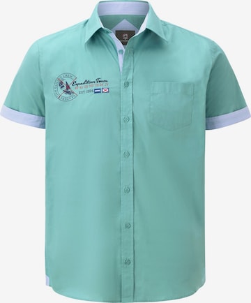 Jan Vanderstorm Button Up Shirt ' Fynnjard ' in Blue: front