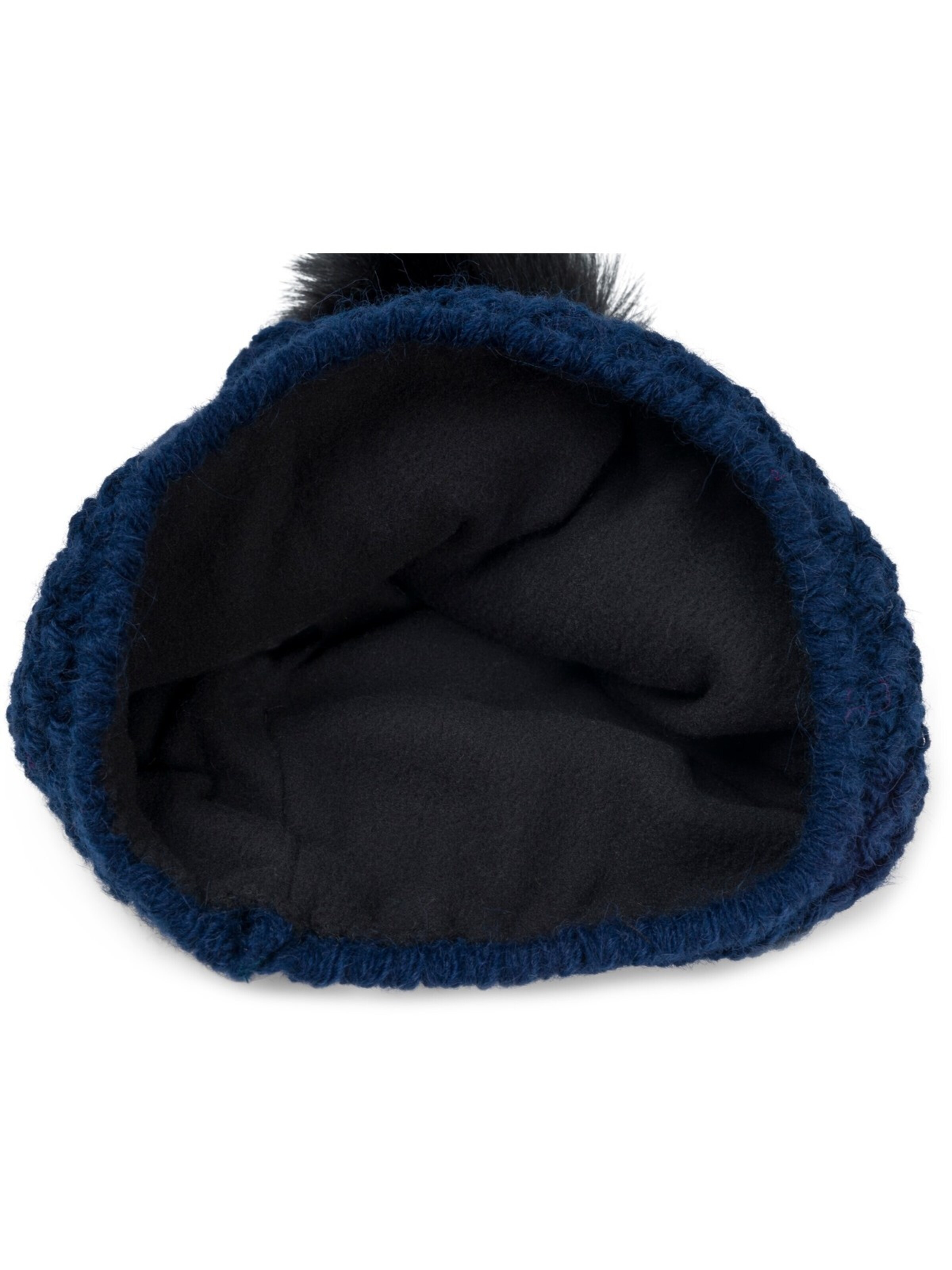 styleBREAKER Beanie 'Kinder Bommelmütze V-Muster Gehäkelt' in Blue
