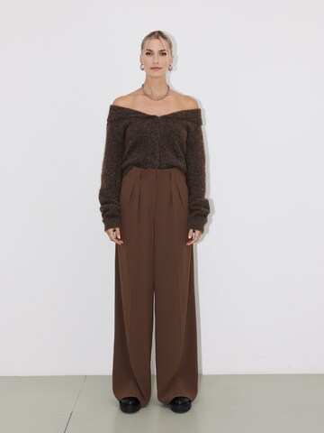 LeGer by Lena Gercke Wide leg Pleat-front trousers 'Camilla' in Brown