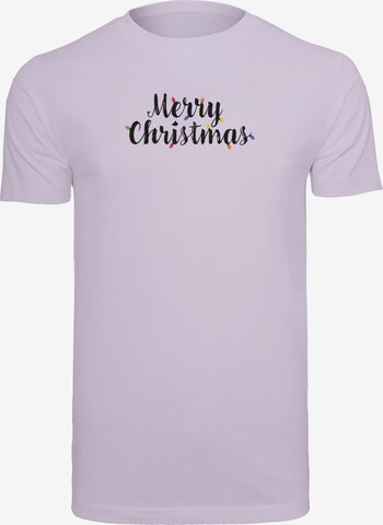 Merchcode T-Shirt 'Merry Christmas Lights' in Lila: predná strana