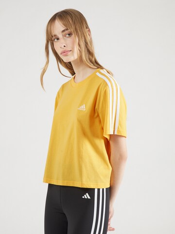 ADIDAS SPORTSWEAR Функционална тениска 'Essentials 3- Stripes' в жълто: отпред