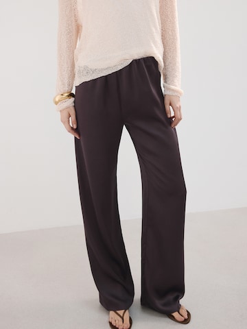 MANGO Wide leg Pants 'LENA' in Brown: front