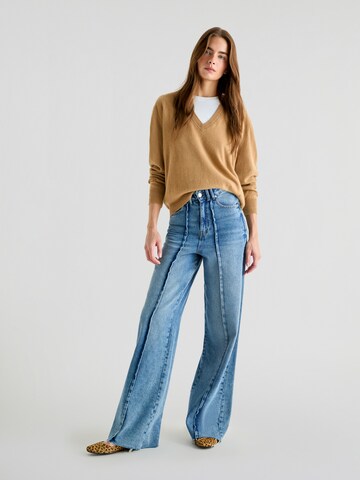 Wide Leg Pantalon Scalpers en bleu : devant