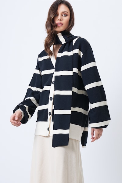 Trend Alaçatı Stili Cardigan i S i sort / hvid, Produktvisning