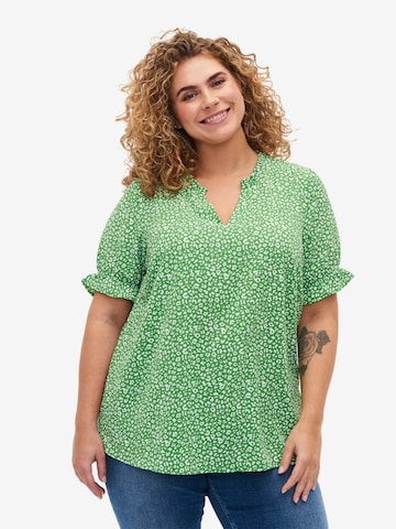 Camicia da donna 'EANNI' di Zizzi in verde: frontale