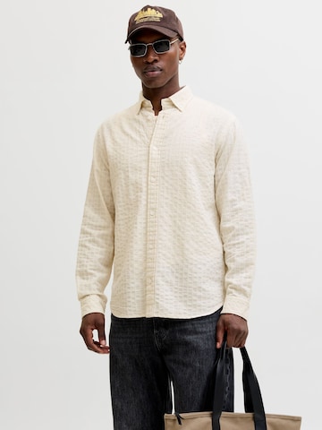 JACK & JONES Regular fit Button Up Shirt in Beige: front