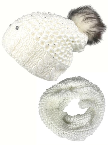 Kumixi Beanie 'Set: Mütze & Loop Schal' in White: front