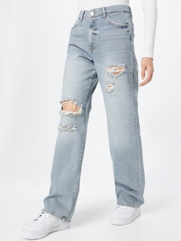 Wide leg Jeans de la River Island pe albastru: față