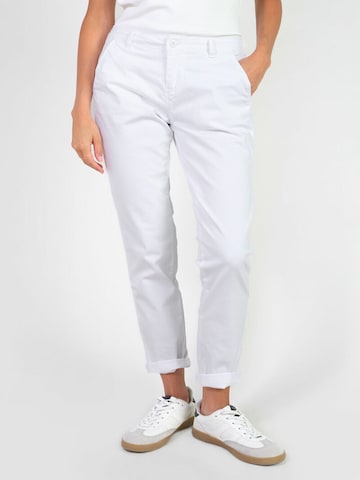 Coupe slim Pantalon chino Le Temps Des Cerises en blanc : devant
