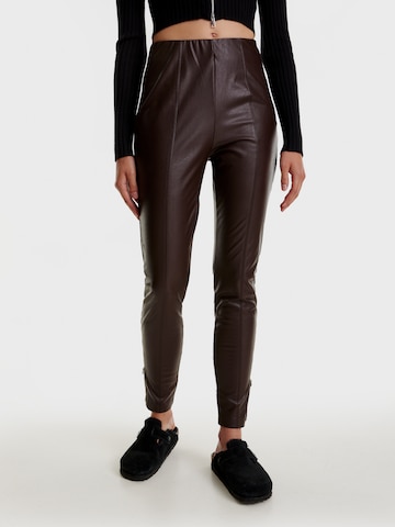 Skinny Leggings 'Teresa' EDITED en marron : devant