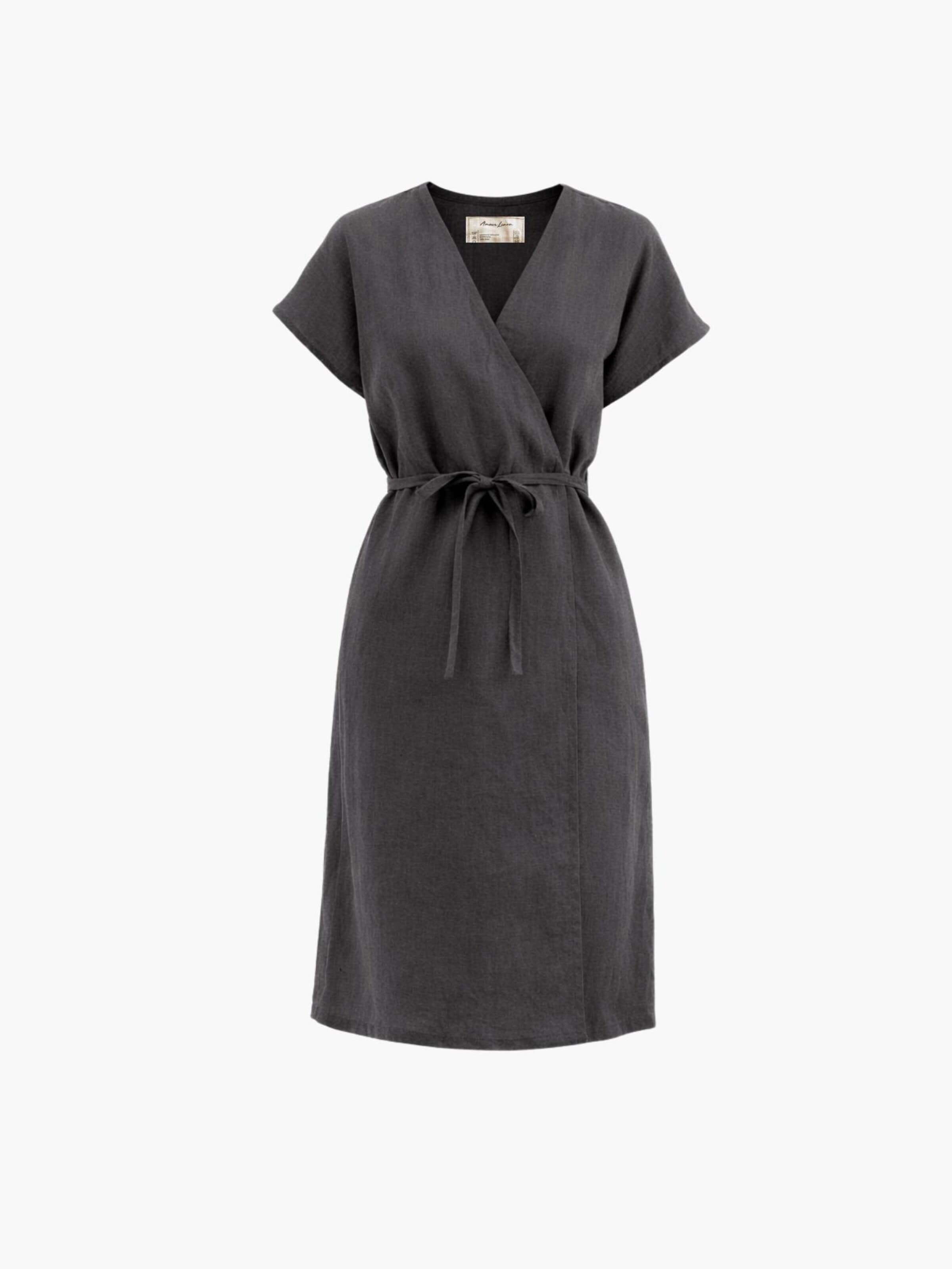 AmourLinen Jurk 'Olivia' in Grijs: voorkant