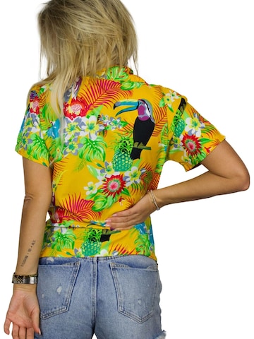 Camicia da donna 'Parrot Cockatoo' di King Kameha in giallo