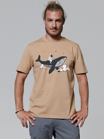 Watapparel Shirt 'Spacewhale' in Beige: voorkant