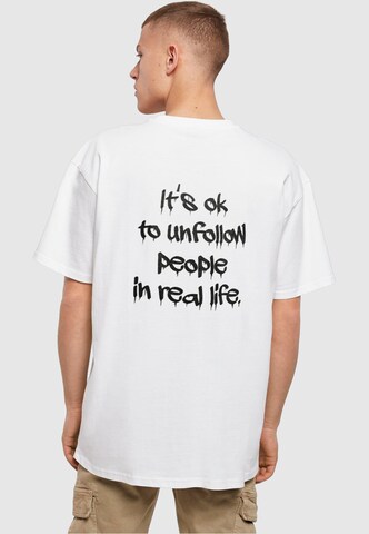 Merchcode T-Shirt 'Unfollow' in Weiß: Vorderseite
