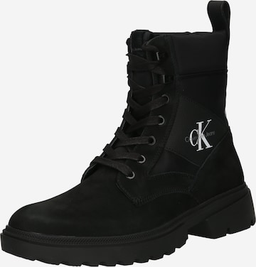 Calvin Klein Jeans Lace-Up Boots in Black: front