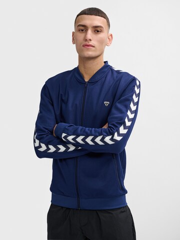 Hummel Athletic Zip-Up Hoodie 'ARCHIVE ' in Blue: front