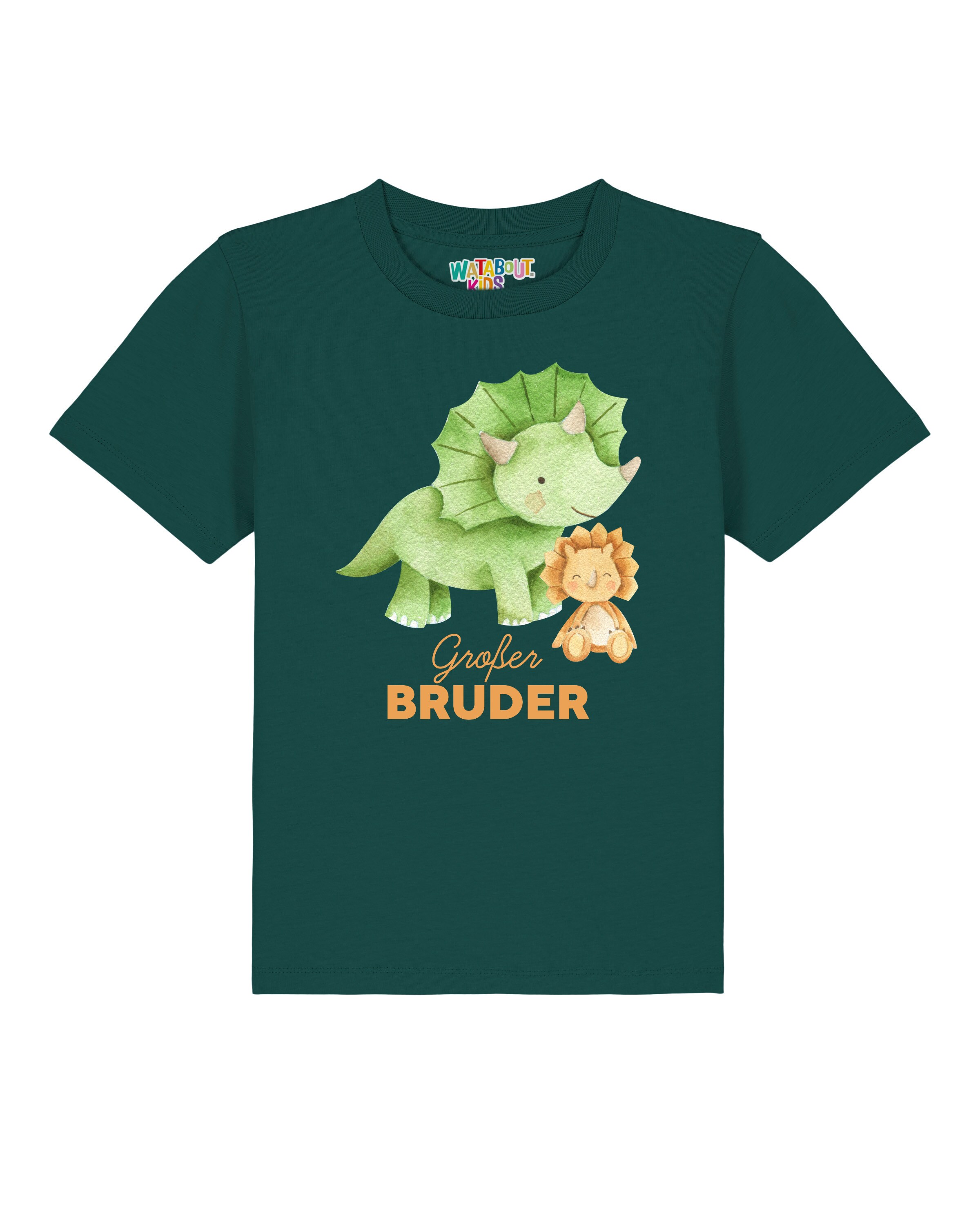 T-Shirt 'Dinosaurier 07 Großer Bruder' watabout.kids en vert : devant