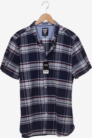 Superdry Button Up Shirt in XXXL in Blue: front