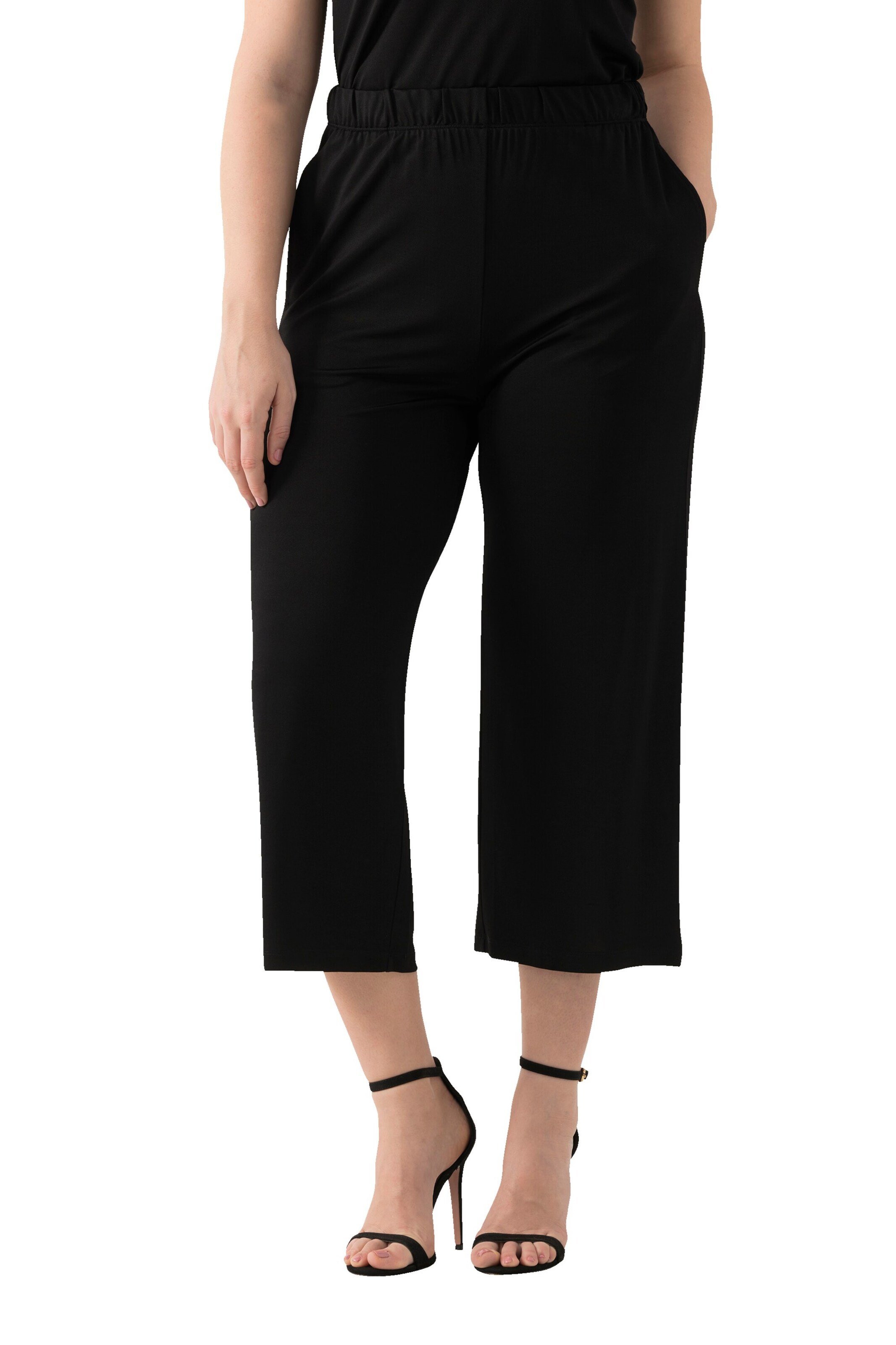 Ulla Popken Wide leg Trousers in Black: front