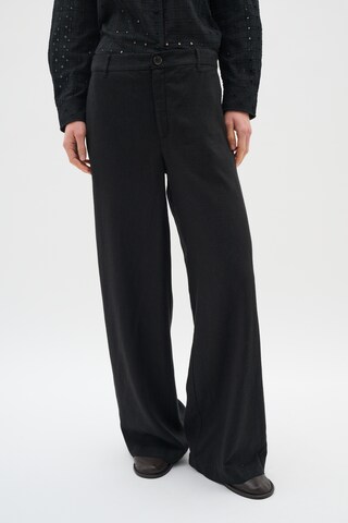 InWear Regular Trousers with creases ' Dolina ' in Black: front