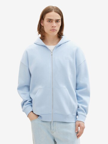 TOM TAILOR DENIM Zip-Up Hoodie in Blue: front