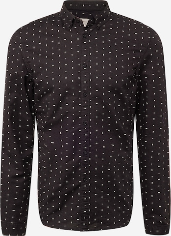 TOM TAILOR DENIM Button Up Shirt in Black: front