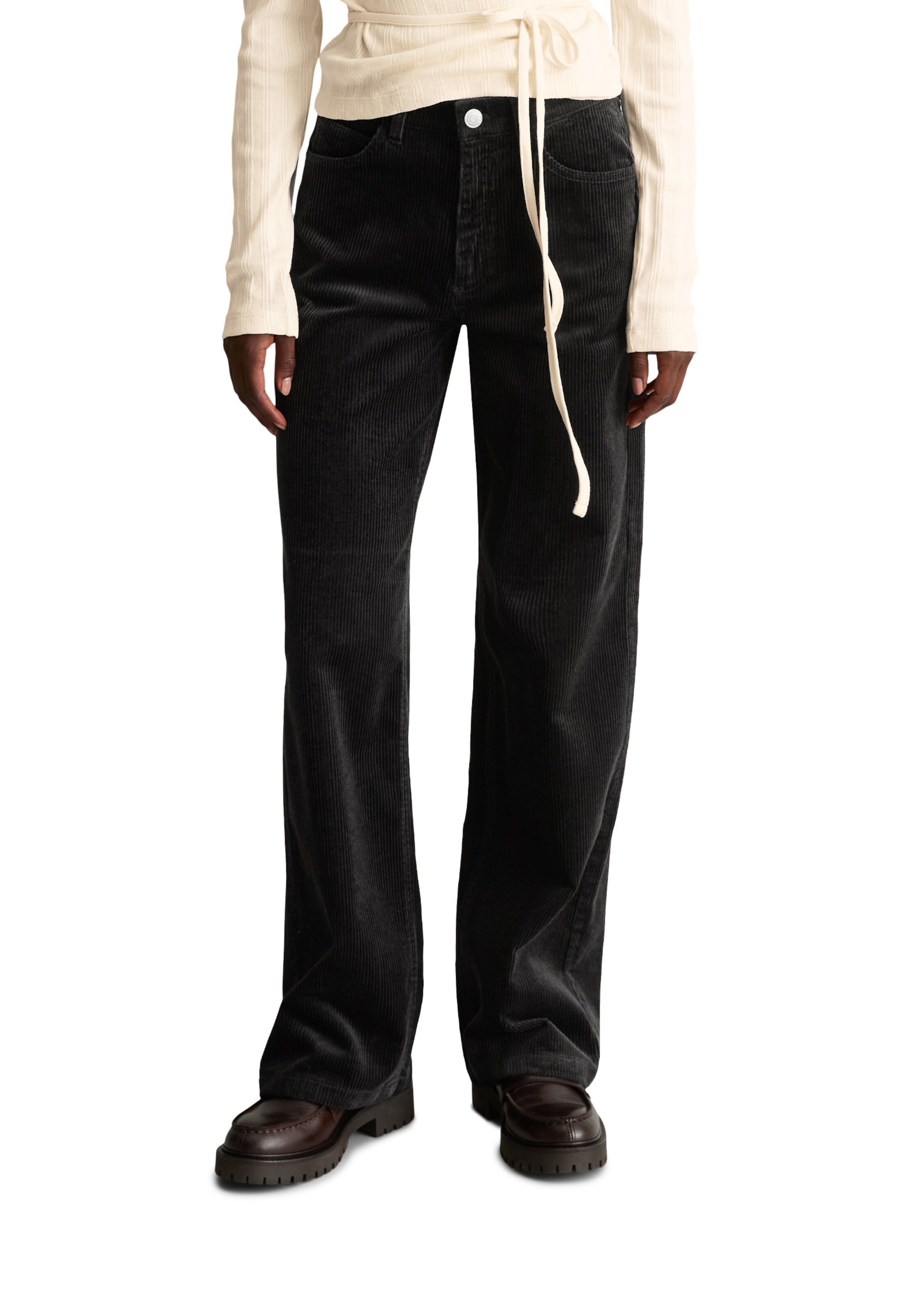 Wide Leg Pantalon 'Tomma' Marc O'Polo DENIM en noir : devant