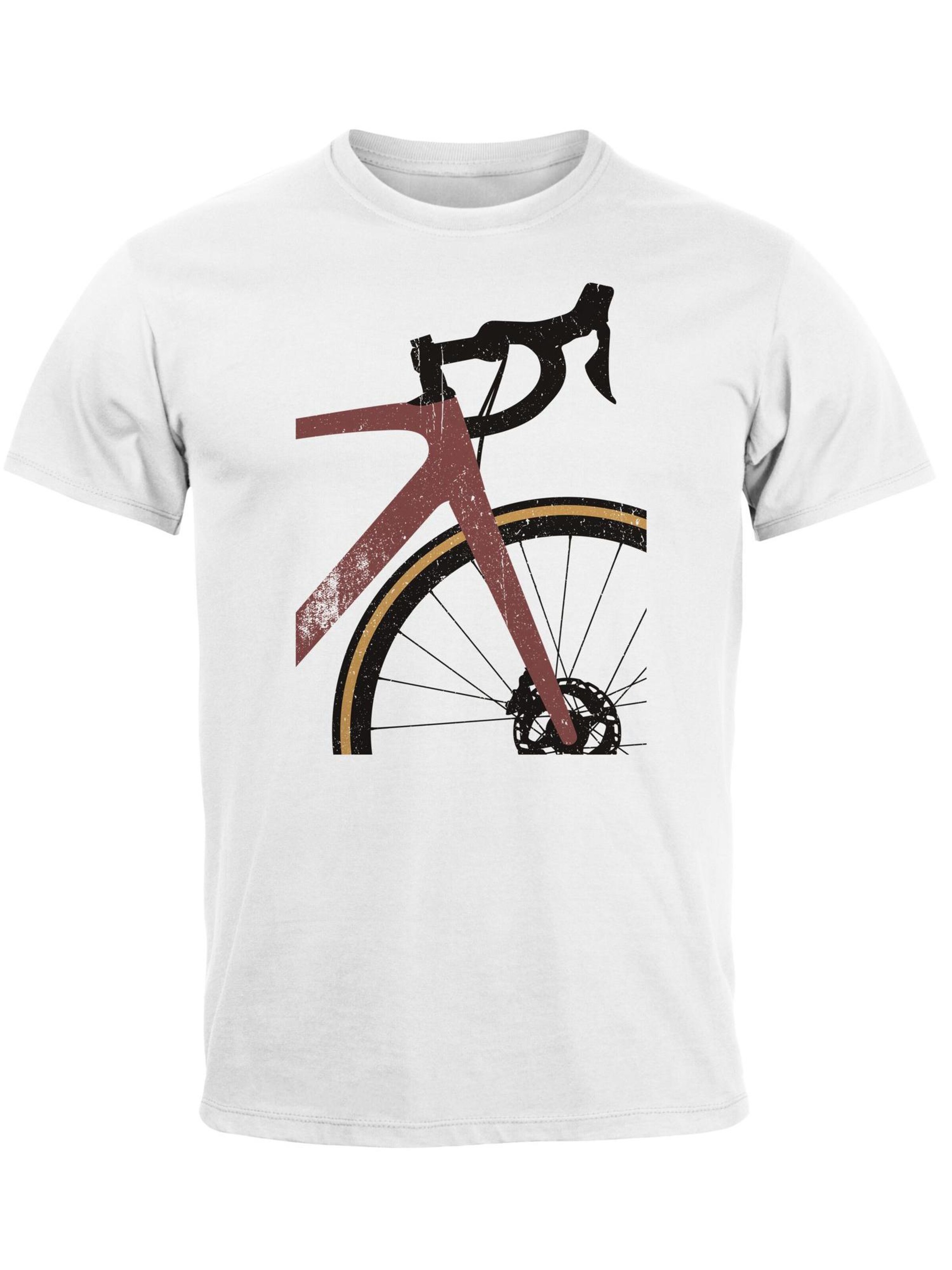 Neverless Shirt 'Rennrad'‌ in Weiß: Vorderseite