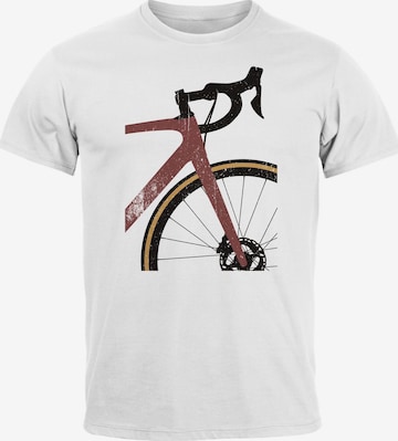 Neverless Shirt 'Rennrad' in Weiß: Vorderseite