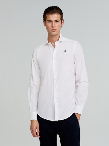 Scalpers Regular fit Button Up Shirt in White: front