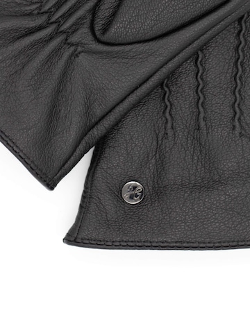 Hand Gewand by Weikert Full finger gloves 'JESS - Ziegeleder Kaschmir Fütterung' in Black