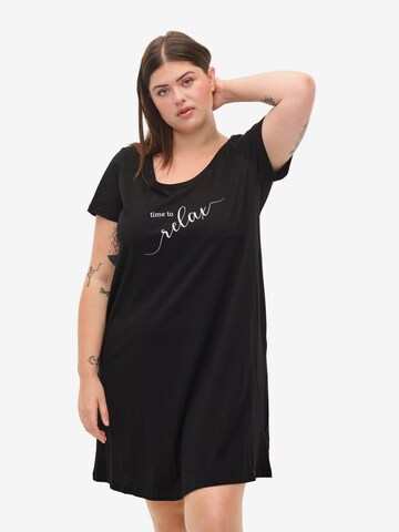 Zizzi - Camisola de pijama 'MALBA' em preto: frente