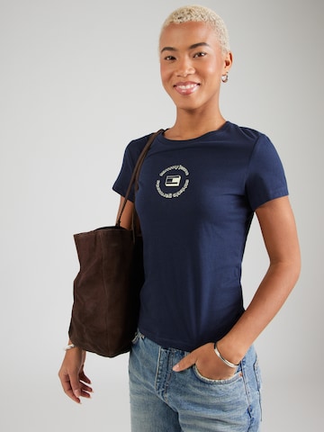 Tommy Jeans Majica 'ESS' | modra barva: sprednja stran